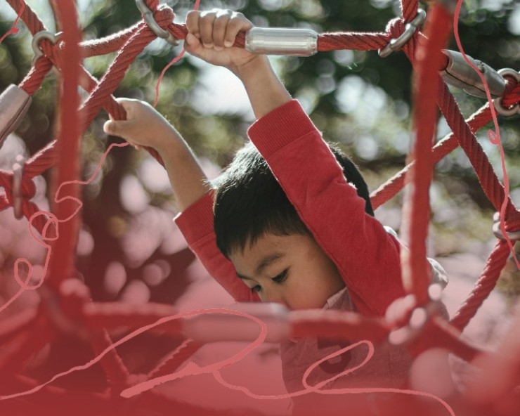 Front cover of a document titled 'Children and young people – Local Plan plug-in resources', featuring a boy on a climbing frame