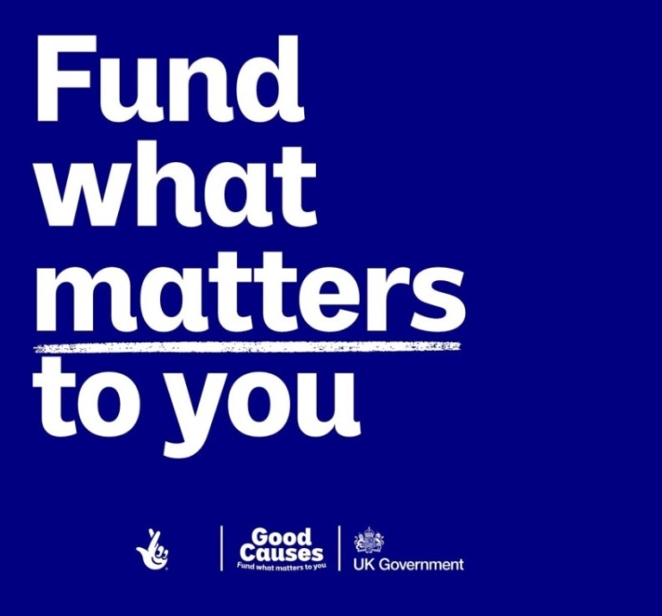 Graphic with the crossed-finger logos of the National Lottery, Good Causes and UK Government, underneath the text 'Fund what matters to you'.
