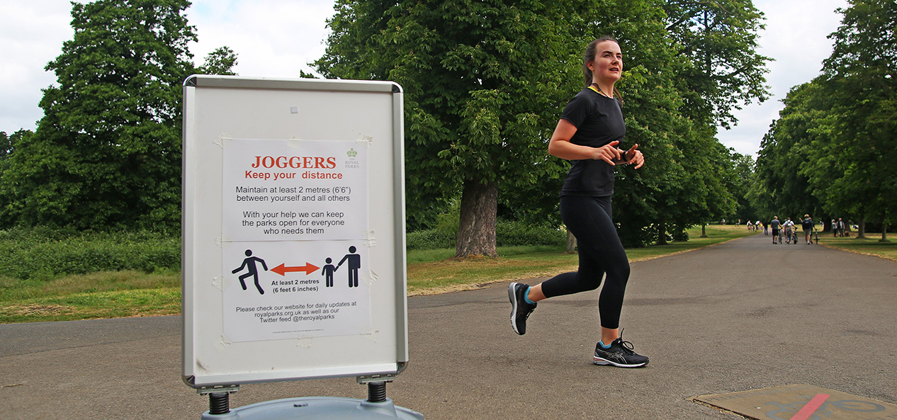 A woman jogging in the park