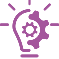 Icon of a lightbulb with a cog inside it